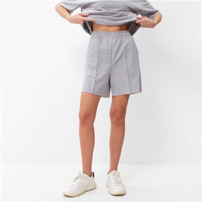 Костюм женский (футболка, шорты) MINAKU: Casual Collection, светло-серый, размер 50