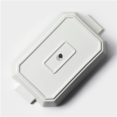 Форма для запекания BellaTenero, 1.6 л, 31×19×7.5 см, с бамбуковой крышкой, керамика, белая