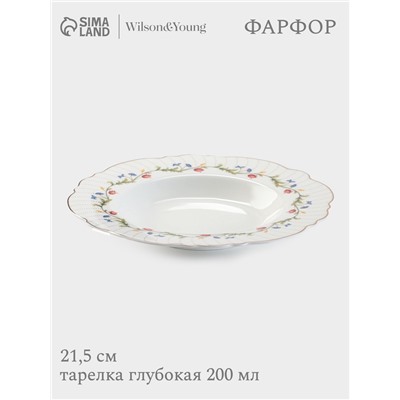 Тарелка глубокая WY Flowers song, 200 мл, d=21.5 см, фарфор, белая