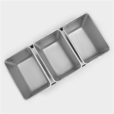 Форма для хлеба, 3 л (1,2 л), 30,5×14×10 см, Л-11, 3-х секционная, литой алюминий