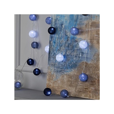 Гирлянда «Нить» 5 м с насадками «Клубки кофейные», IP20, прозрачная нить, 20 LED, свечение белое, 220 В