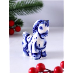 Фигурка фарфор гжель «Конь Буян», 7.5×6×3 см, бело-синий