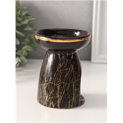 Аромалампа для эфирных масел «Золотой кракелюр на чёрном», керамика, 9.3×9.3×11.8 см