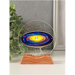 Световая фигурка стекло «Диск. Голограмма: Млечный путь», 5×LED, d=10 см, USB, цветной, 10×4×11.4 см