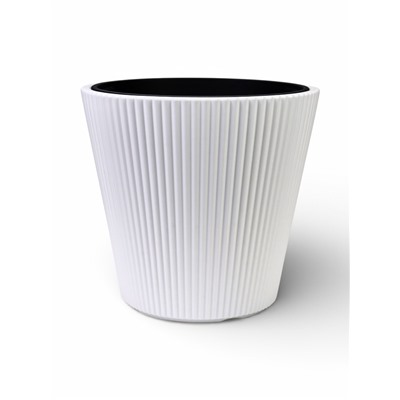 Кашпо для цветов «Стрип», 30 л, d=39 см, h=37 см, пластиковое, со вставкой, белое
