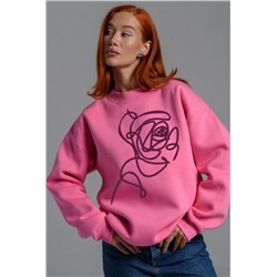 8577 женский свитшот оверсайз (Розовый_роза)