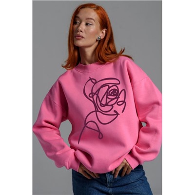 8577 женский свитшот оверсайз (Розовый_роза)