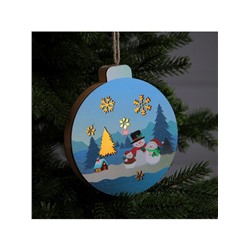 Ёлочная игрушка «Семья снеговиков», 15×16.7 см, 1 LED, от батареек, свечение тёплое белое