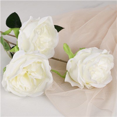 Цветок искусственный Роза пионовидная белый 80 см 3 бутона / RF-1572 /уп 400/