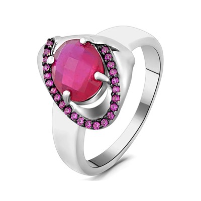 Кольцо, 1 рубин корунд овал 7х9 мм/2.01 ct , нанорубин, Марго