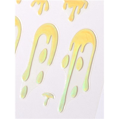 Наклейки для ногтей «Мороженое», голографические, белые