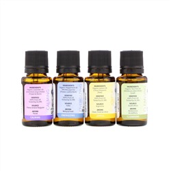 Garden of Life, Organic Essential Oil Starter Pack, Lavender, Peppermint, Lemon, Tea Tree, 4 Bottles, 0.5 fl oz (15 ml) Each