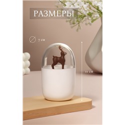Органайзер для ватных палочек «ОЛЕНЬ», с крышкой, d=7×11 см, белый, прозрачный