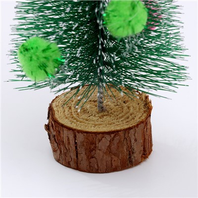 Декор «Ёлочка с цветными шарами», с текстильными игрушками, на подставке, 7×7×15 см