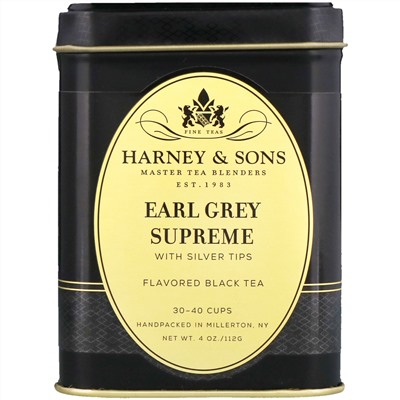 Harney & Sons, Черный чай Earl Grey Supreme с серебристыми верхушечными почками, 4 унции