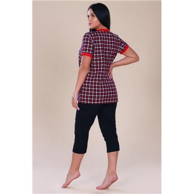 306К Костюм с бриджами - Пуговицы (Красный)