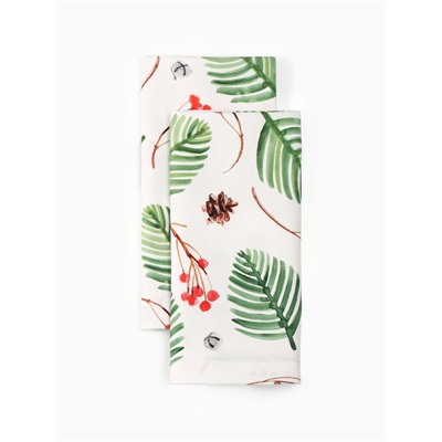 Набор салфеток сервировочных на стол «Этель. С Новым Годом», 2 шт., белые, с декоративными кольцами, 40×40 см