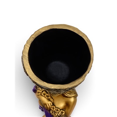 Фигура с кашпо «Девушка с цветами», 23×25×104 см, гипс, цвет бронзовый, фиолетовый