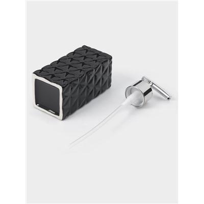 Набор аксессуаров для ванной комнаты «Ромбы», 4 предмета, дозатор 230 мл, мыльница, 2 стакана, чёрный