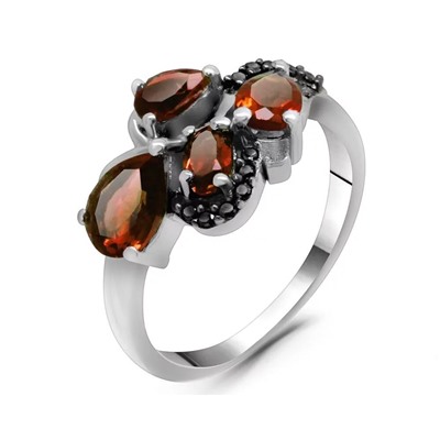 Кольцо из серебра гранат, шпинель, Гавот