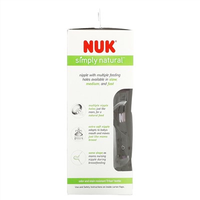 NUK, Simply Natural, Bottles, Pink, 1+ Month, Medium, 2 Bottles, 9 oz (270 ml)