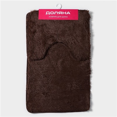 Коврики для ванной и туалета Доляна «Пушистик», 2 шт., 38×49 см, 49×79 см, коричневые