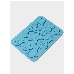 Форма для шоколада Доляна «Морская история», силикон, 23×16×0.5 см, 13 ячеек, голубая
