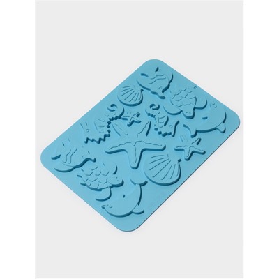 Форма для шоколада Доляна «Морская история», силикон, 23×16×0.5 см, 13 ячеек, голубая