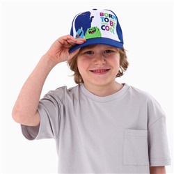 Кепка детская для мальчика Born to be cool, синяя, р-р 52-54, 5-7 лет