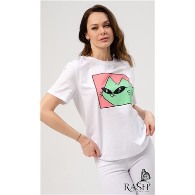 Футболка "Кот" белая