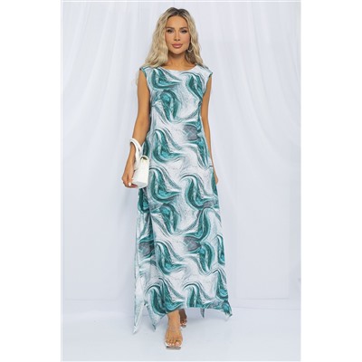 Платье Иниша (бело-зеленое) П13178-4М