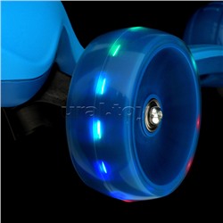 Самокат 3-х кол., синий, светящиеся колёса, PU, ABEC 7, в коробке