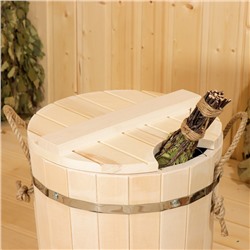 Запарник - ведро для бани и сауны, 12 л, липа, оцинкованная вставка, с крышкой, «Добропаровъ»