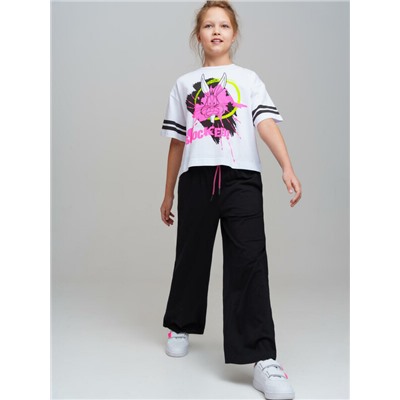 Комплект трикотажный для девочек: фуфайка (футболка), брюки