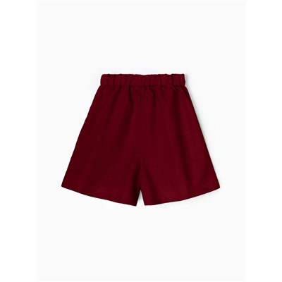 Шорты женские на резинке льняные MINAKU: Safari, бордовые, размер 42