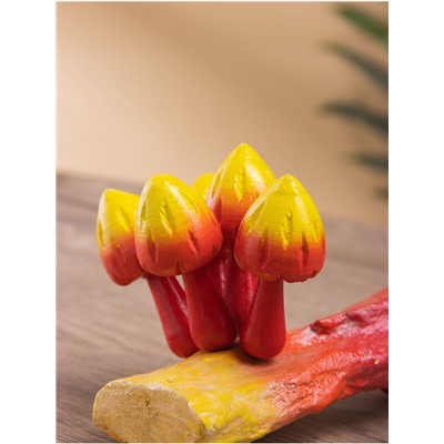 Сувенир «Коряга с грибочками», 20×10×10 см, дерево Камал, красно-жёлтый