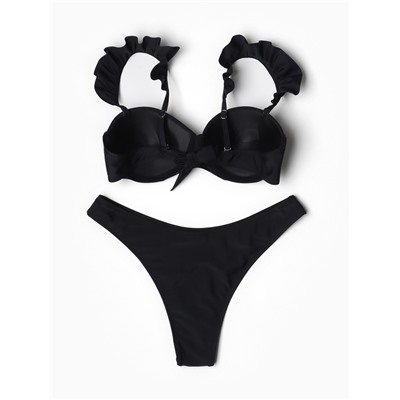 Купальник раздельный на завязках женский MINAKU, размер 42, чёрный