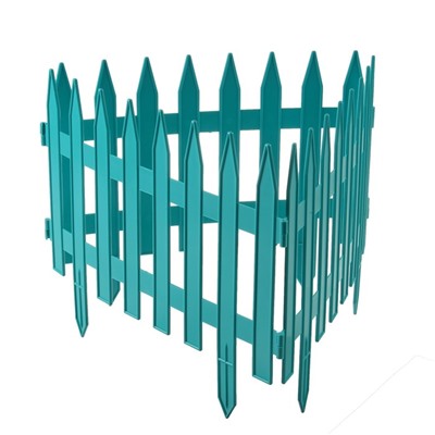 Ограждение декоративное, 35×210 см, 5 секций, пластик, бирюзовое, GOTIKA, Greengo