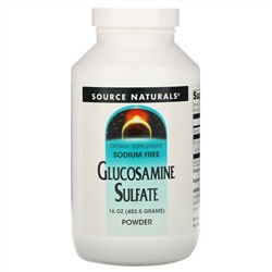 Source Naturals, Сульфат глюкозамина в порошке, без натрия, 16 унций (453.6 г)