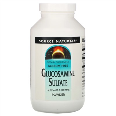 Source Naturals, Сульфат глюкозамина в порошке, без натрия, 16 унций (453.6 г)
