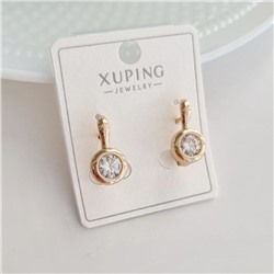 Серьги коллекция "Xuping" покрытие позолота, вставка: фианиты, цвет: прозрачный, Х000795038, арт.001.849