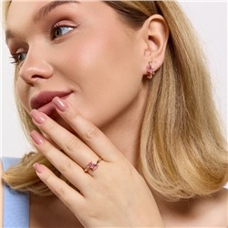 Комплект ювелирной бижутерии коллекция "Дубай" серьги и кольцо 20 р, покрытие позолота, вставка: фианиты, цвет: розовый, арт.314.997-20