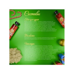 Новогодний подарочный набор косметики SB BEAUTY, шампунь, гель для душа, бомбочка, мочалка, с ароматом мандарина