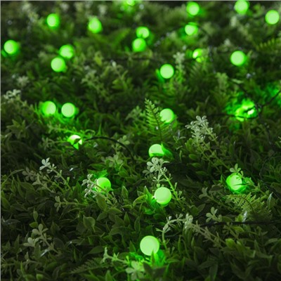 Гирлянда «Нить», 4.5 м, уличная, с насадками «Шарик», IP44, 30 LED, 2 режима, солнечная батарея, тёмная нить, свечение зелёное