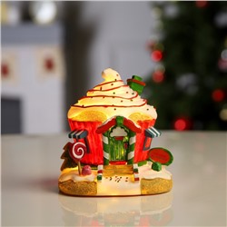 Светодиодная фигура «Домик из сладостей» 13×12×9 см, полистоун, от батареек AG3×3, свечение тёплое белое
