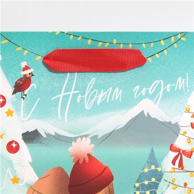 Пакет подарочный новогодний ламинированный «С Новым годом», MS 18×23×10 см