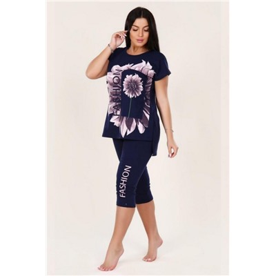 Костюм с бриджами FASHION flower 397 (Темно-синий)