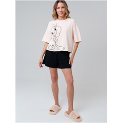 Комплект трикотажный для женщин: фуфайка (футболка), шорты