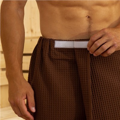 Полотенце банное Этель «Килт» с карманом 60×140 см цв. горький шоколад, 100% хл, вафля 240 г/м²