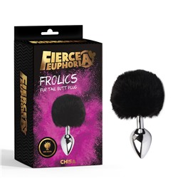 Серебристая анальная втулка с заячьим хвостиком Frolics Fur Tail Butt Plug